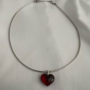 Baccarat Crystal Heart 925 Silver Necklace